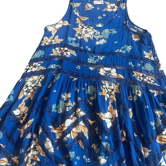 Intimately Free People Blue Floral Sleeveless Tunic Mini Dress Size XS Women's - Picture 4 of 11